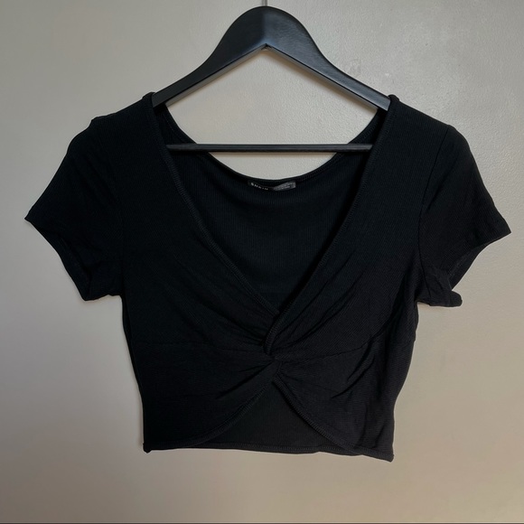 Black Twist Crop Top - Picture 2 of 5
